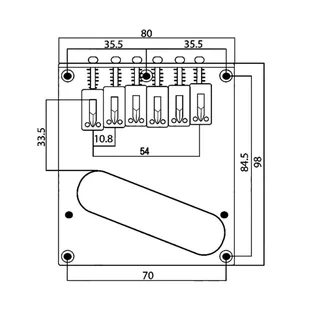 Telecaster Modern Bridge 54mm string spacing, 80mm x 98mm base – Chrome