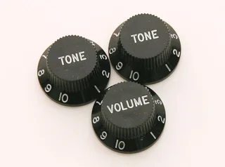 Black Strat style replacement knob set – 1 Volume, 2 tone