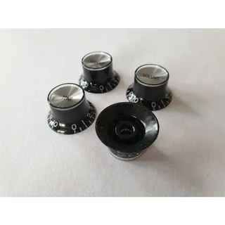 Set of Black Top Hat Gibson style knobs – 2 Volume, 2 Tone