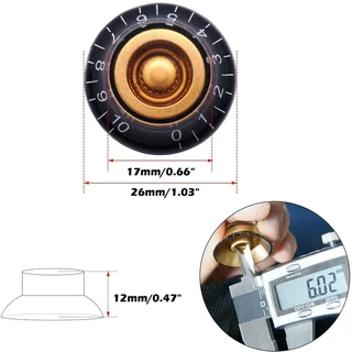 Black &amp; Gold Guitar Top Hat Control Knob for Les Paul style Guitar