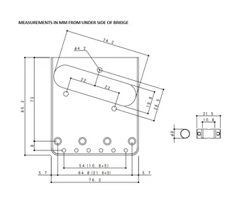 Gold Vintage Ashtray Style Telecaster Guitar Bridge with 3 Brass Saddles