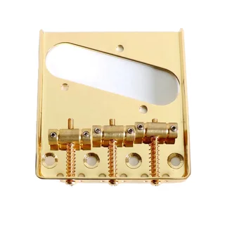 Gold Vintage Ashtray Style Telecaster Guitar Bridge with 3 Brass Saddles