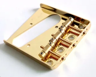 Gold Vintage Ashtray Style Telecaster Guitar Bridge with 3 Brass Saddles