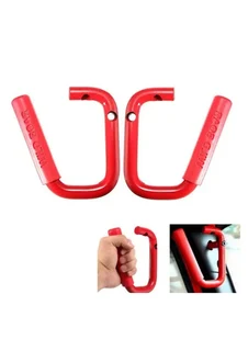 JK Wild Boar Front Grab Handles - Red Aluminum