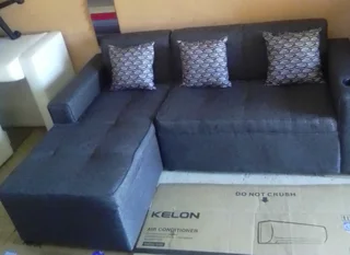 Brand new Charcoal Grey L-Shape Couch with 3scatter cushions and cupholder on sale &#64; R2999