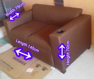 Brand new Brown 2seater couch with cupholder on sale &#64; R1499