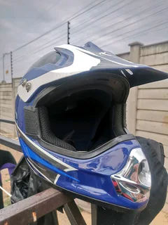 Off road Helmet Blue and White
