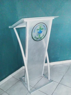 Frost With Silver Curved Steel Pulpits And Podiums