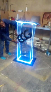 Custom Led Designed Pulpits And Podiums  With Black Top & Base