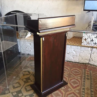 Custom Wooden Podium With Golden Strips