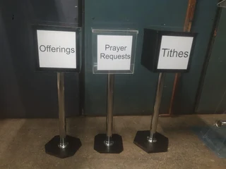 Single Pole Offering Boxes Various Colours At Pulpits And Podiums