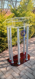 6-LEG SILVER WITH BLACK BASE PULPITS AND PODIUMS
