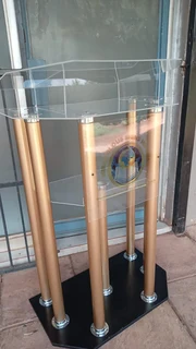 6-LEG SILVER WITH BLACK BASE PULPITS AND PODIUMS