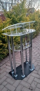 6-LEG SILVER WITH BLACK BASE PULPITS AND PODIUMS