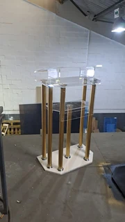 6-LEG SILVER WITH BLACK BASE PULPITS AND PODIUMS