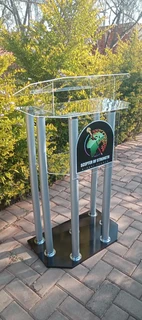 6-LEG SILVER WITH BLACK BASE PULPITS AND PODIUMS