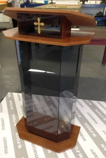 HALF DEC WITH WHITE WOODEN TOP AND WOODEN SIDES/ BASE PULPITS