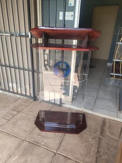 HALF DEC WITH WHITE WOODEN TOP AND WOODEN SIDES/ BASE PULPITS