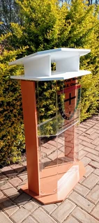 Half Dec With White Wooden Top And Wooden Sides/ Base Pulpits