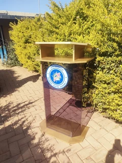 Half Dec With Translucent Acrylic And Golden Top/ Base Pulpits And Podiums