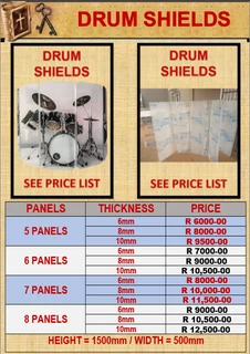 DRUM SHIELDS FOR CHURCHES CLEAR ACRYLIC