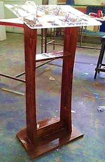 Wooden C-shape Podium With Acrylic Top