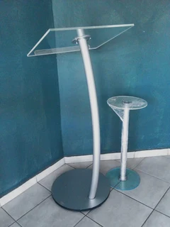 Steel Pulpits With Side Tables Silver Single Pole - Lovely Combo
