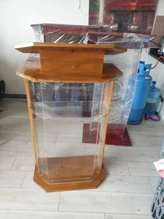 Custom Designed Half Dec Podiums With Top And Base In Walnut Wood