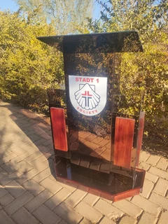Custom Designed Bookledge Pulpit With Cherry Wood And Bronze Acrylic