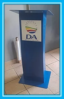 Blue Acrylic C-shaped Podium With A Full Front