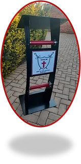 Acrylic C-shaped Podium Black With Red Tubes