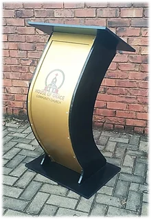 Black & Gold Banana Shaped Acrylic Podium