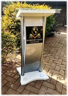 Custom Designed White & Silver C-shape With 2 Poles