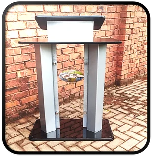 Black & Silver Custom Designed 2 Pillar Orators Stand