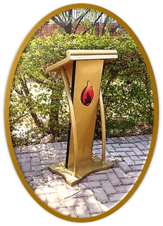 Custom Designed Gold And Black Curved Steel Podium