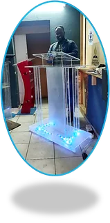 Custom 4 Cross Legs & White Base Podium With Led's