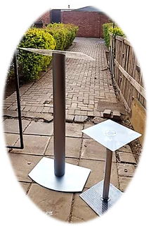 Silver Column Podium With Side Table
