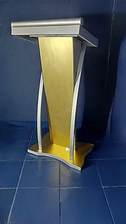 Unique Curved Steel Church Stand Gold/ Silver