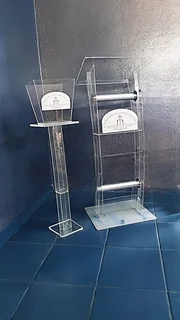 Clear Acrylic Church Stand With Offering Bucket Combo