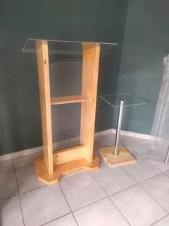 Oak Wood Church Stand With Side Table