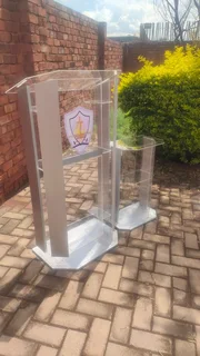 High End Silver Podium With Matching Side Table