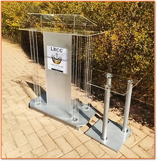 Four Cross Legs With Silver Base Podium  And Side Table Combo