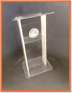 Acrylic H-shape Podium With Wood Panels On The Side