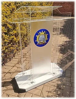 Neat Little Pulpit With White And Acrylic Displays Well With Led's