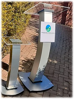 Silver Column Podium With A Matching Side Table Combo