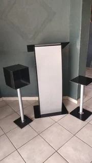 Black & Silver Podium With Side Table & Offering Box