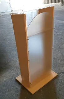 CHERRY WOOD PODIUM WITH CLEAR ACRYLIC FRONT AND TOP