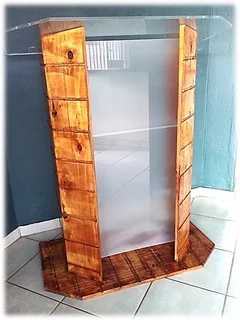 Wooden Pulpit With Patterns And A Full Frosted Acrylic Front