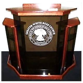 Wingstyle Pulpits With Dark Cherry Wood And Translucent Black Acrylic