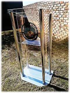 Clear Acrylic Single Top Podium With 4 Crome Poles To Round It Off